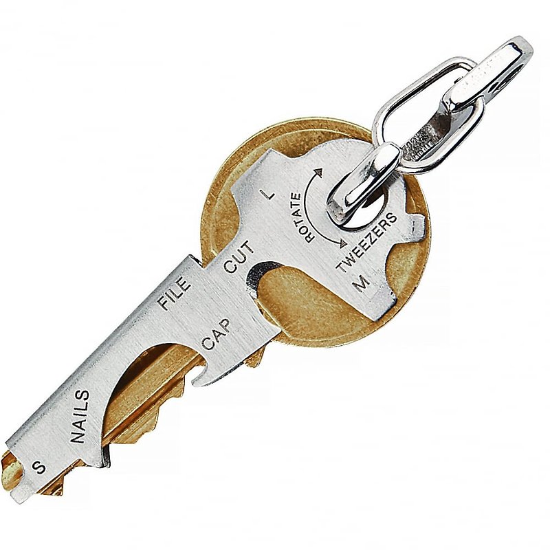 【True Utility】英国多功能8合1迷你钥匙圈工具组Key Tool - 钥匙链/钥匙包 - 不锈钢 银色