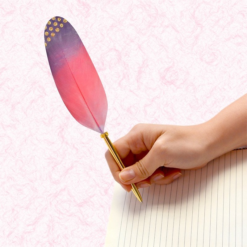 日本Quill Pen 羽毛原子笔 Shell贝壳纹系列 S08 羽毛笔 - 圆珠笔/中性笔 - 其他材质 紫色