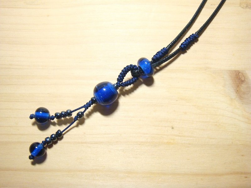 柚子林琉璃 - 冬季的水珠 - 长项链 - 可自由调长度 - 长链 - 玻璃 蓝色