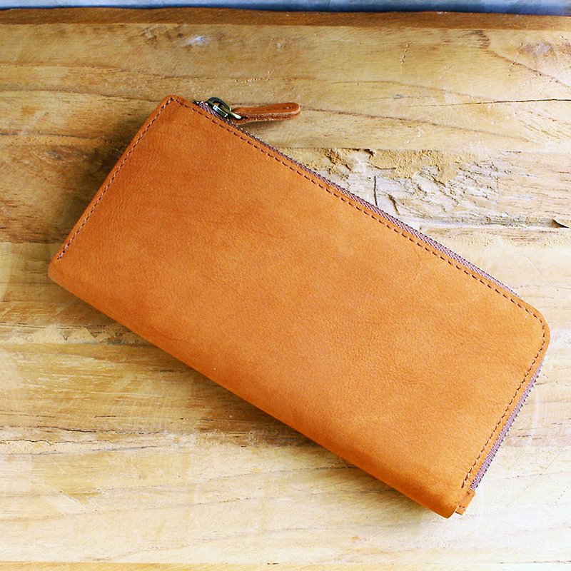 Leather Wallet - X1 - Tan (Nubuck Cow Leather)/ Mobile Phone Bag / Long Wallet - 皮夹/钱包 - 真皮 咖啡色