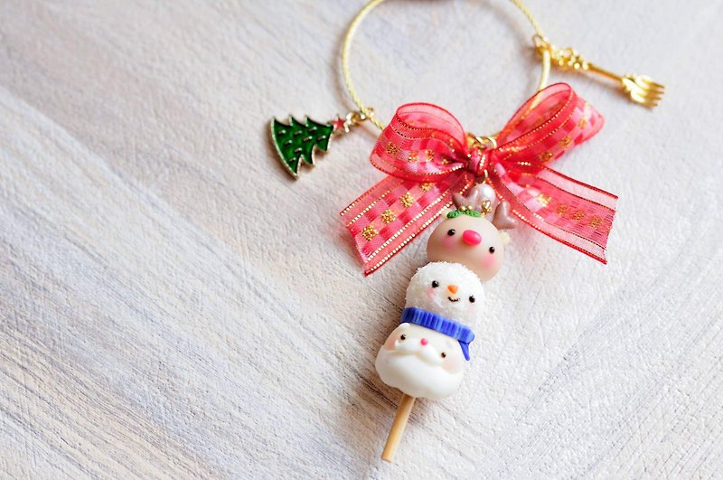 欢乐圣诞节:QQ团子串串乐-圈圈挂饰款/圣诞礼物 - 钥匙链/钥匙包 - 粘土 红色