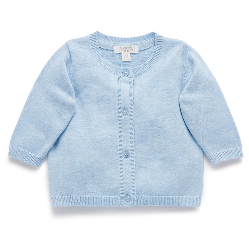 澳洲Purebaby有机棉婴儿针织外套-新生儿必备款6-12M 粉蓝 - 童装外套 - 棉．麻 