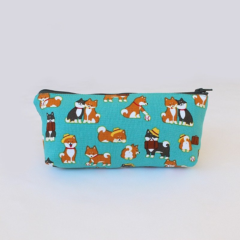 柴犬与朋友款笔袋(中)/收纳袋 铅笔盒 化妆包 - 铅笔盒/笔袋 - 棉．麻 