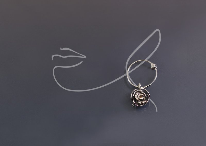 花系列-小玫瑰925银耳环(单支/一对) - 耳环/耳夹 - 纯银 