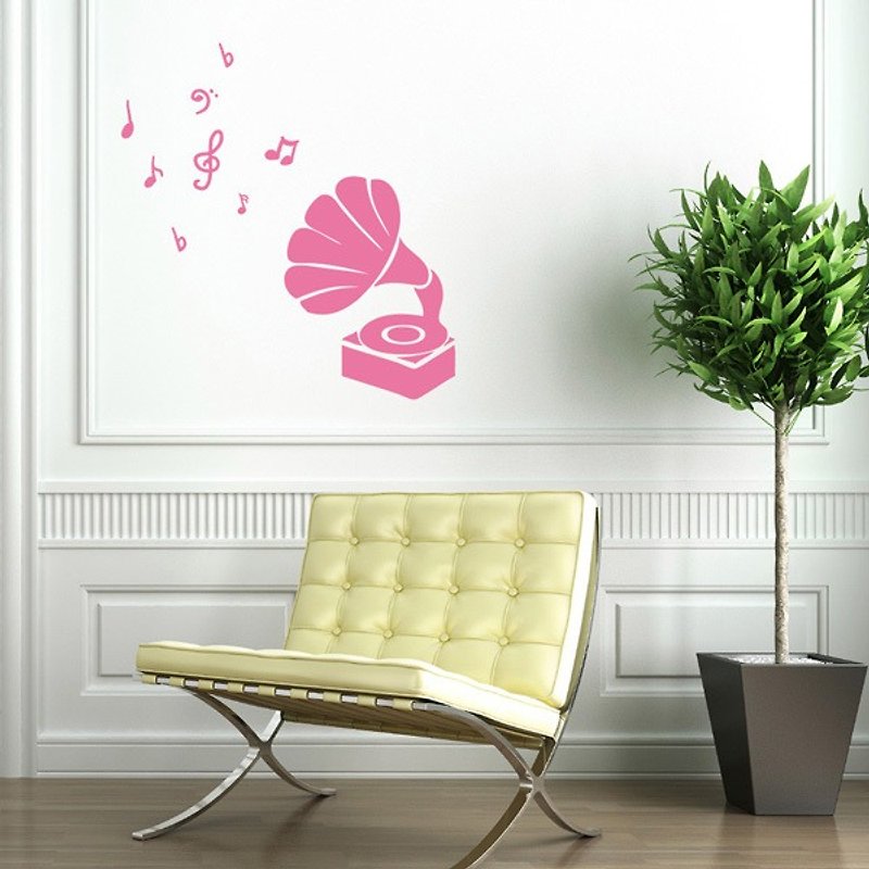 Smart Design 创意无痕壁贴◆古典留声机(8色可选) - 墙贴/壁贴 - 纸 粉红色