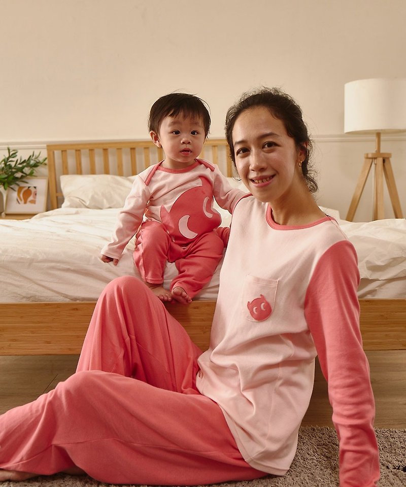 母亲节礼盒-有机棉Basic系列-小精灵舒适居家套组 - 女装上衣 - 棉．麻 粉红色