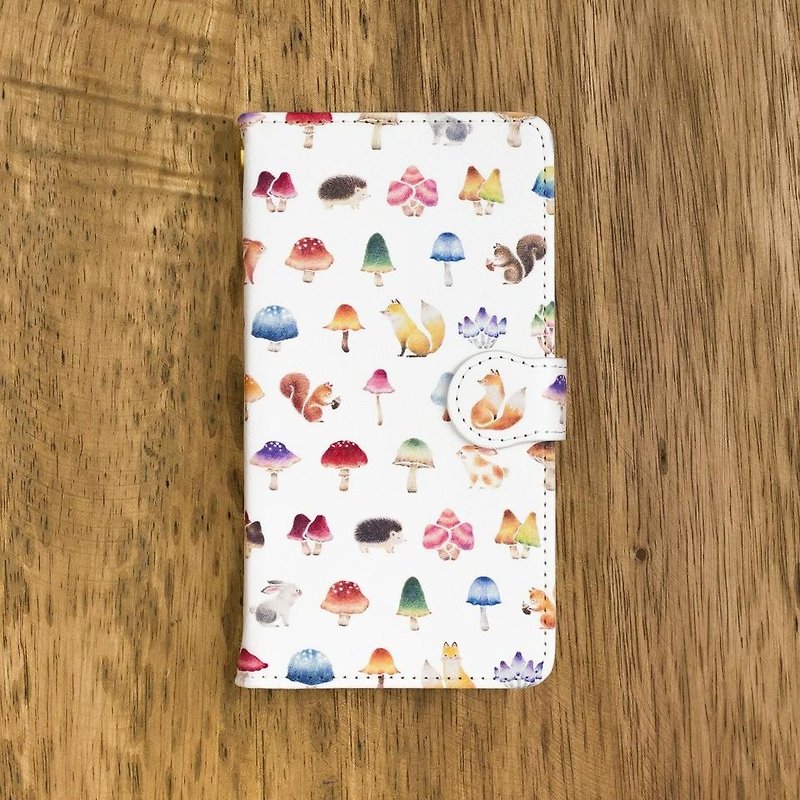 絵本のかけら。手帳型スマホケース "きのこの森の動物たち" TSC-241 - 手机壳/手机套 - 塑料 红色
