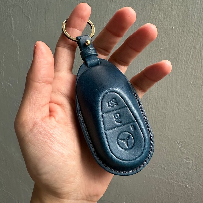 Mercedes-Benz  Buttero 奔驰 钥匙皮套 GLA GLC GLE EQS CLS - 钥匙链/钥匙包 - 真皮 蓝色