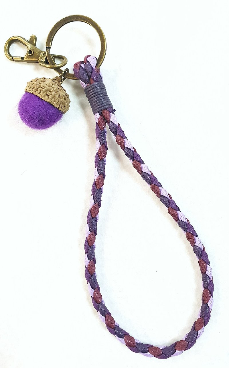 Paris*Le Bonheun。腊线编织钥匙圈证件套。神秘紫 - 钥匙链/钥匙包 - 其他材质 紫色