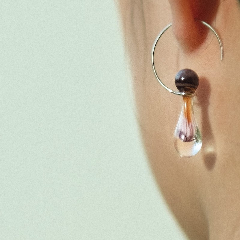 04 / sea anemone / Earring craft jewelry - 耳环/耳夹 - 玻璃 紫色