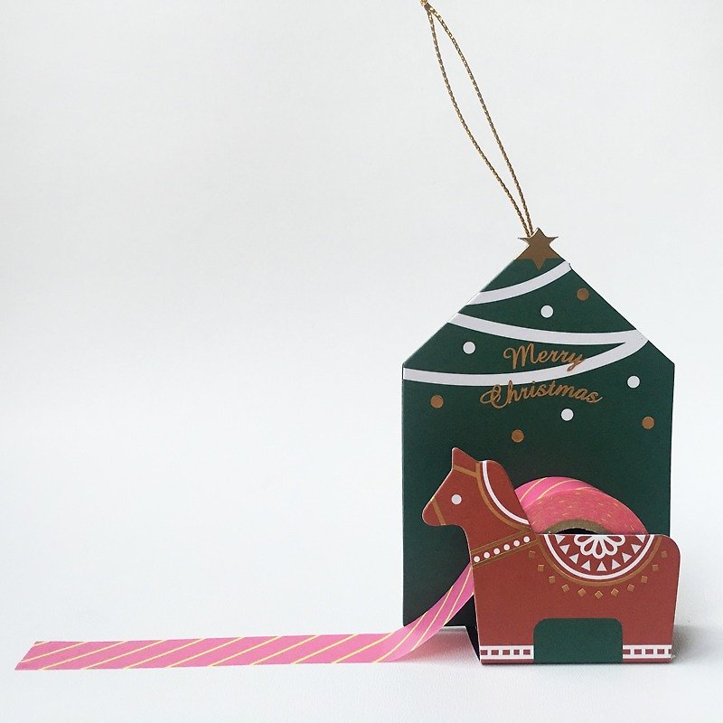 maste Xmas 圣诞吊饰 和纸胶带 附切割器【木马 (MST-MKT173-C)】 - 纸胶带 - 纸 粉红色