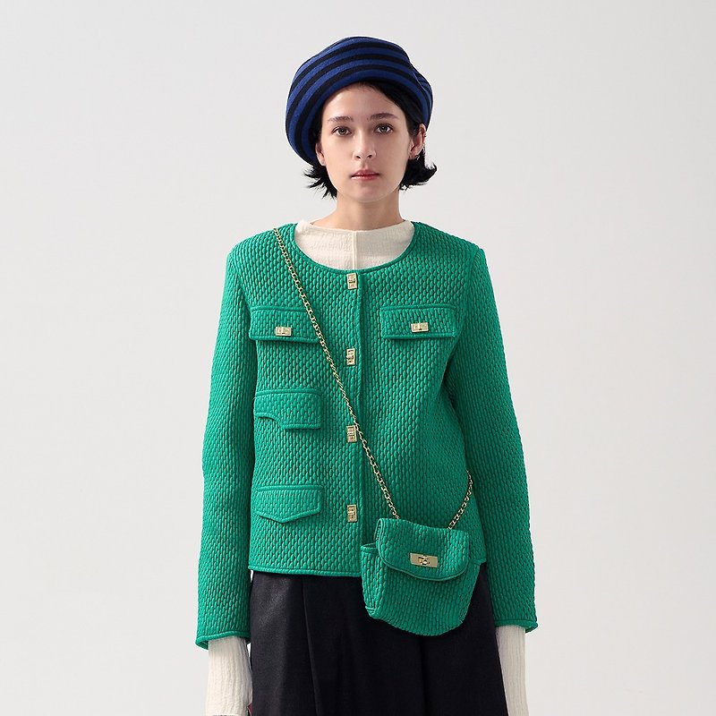AVVJOY | 小香風羽絨外套 (綠色 送同款小香包) - 女装休闲/机能外套 - 羽绒 绿色