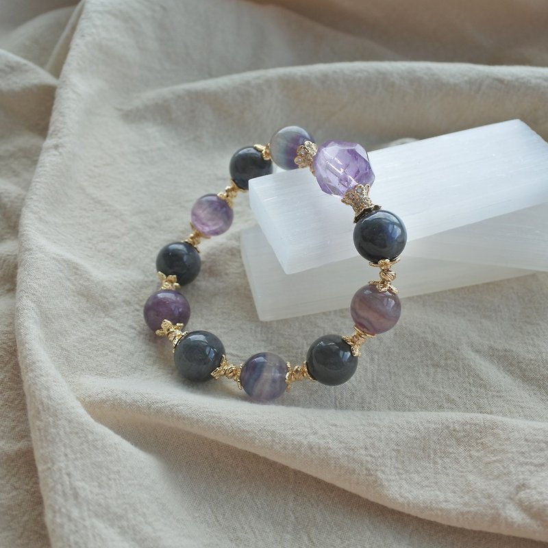 异国星河 :: 萤石和紫水晶完美组合手串 - 手链/手环 - 水晶 紫色