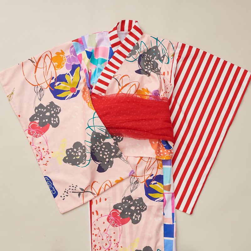 浴衣　Yukata 帯付き　pink - 童装礼服/连衣裙 - 棉．麻 粉红色
