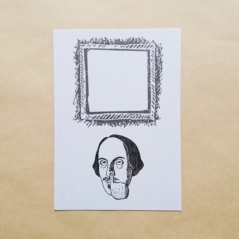 【莎士比亚先生毫不在乎】搞笑明信片 - 卡片/明信片 - 纸 灰色