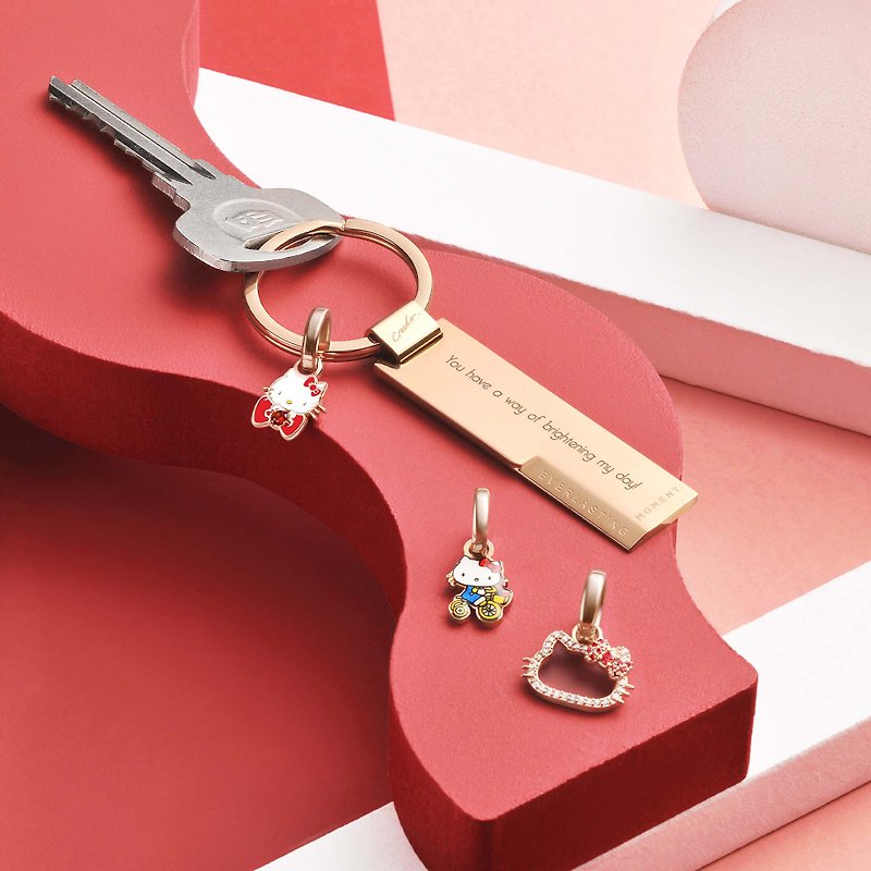 Hello Kitty特别版 定制化刻字 钢制吊牌钥匙圈 (2色) - 钥匙链/钥匙包 - 不锈钢 银色
