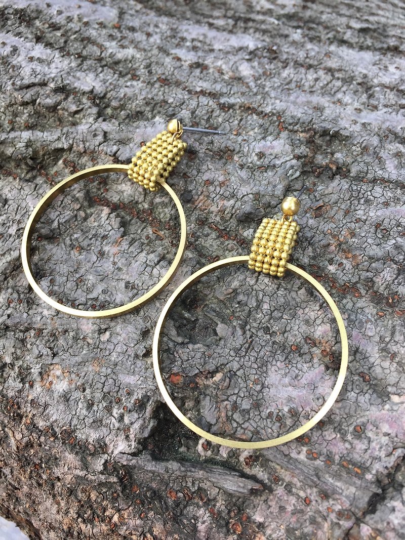 黄铜 大圈圈摇曳耳环  可免费改夹式 - 耳环/耳夹 - 其他材质 金色