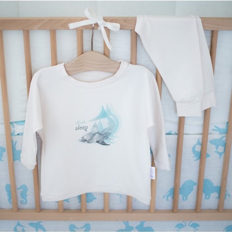 Two piece kids pajamas with shark - 其他 - 棉．麻 白色