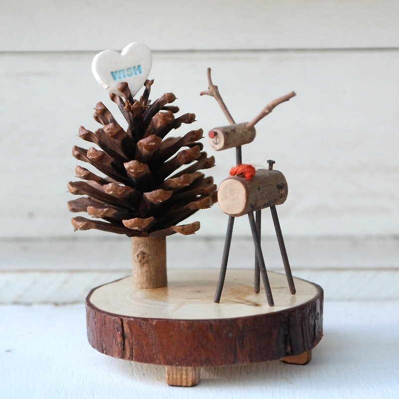 耶诞礼物-手作麋鹿圣诞树-交换礼物-圣诞装饰 - 摆饰 - 木头 咖啡色