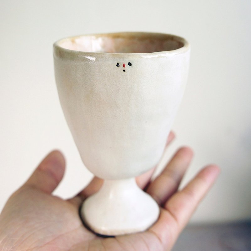 手感陶作:菌杯人-小暖风矮脚杯 - 茶具/茶杯 - 瓷 粉红色