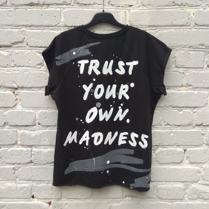 Painted T-shirt  Handmade Custom Personalized Gift Text Inscription Quote Gift - 女装休闲/机能外套 - 棉．麻 多色
