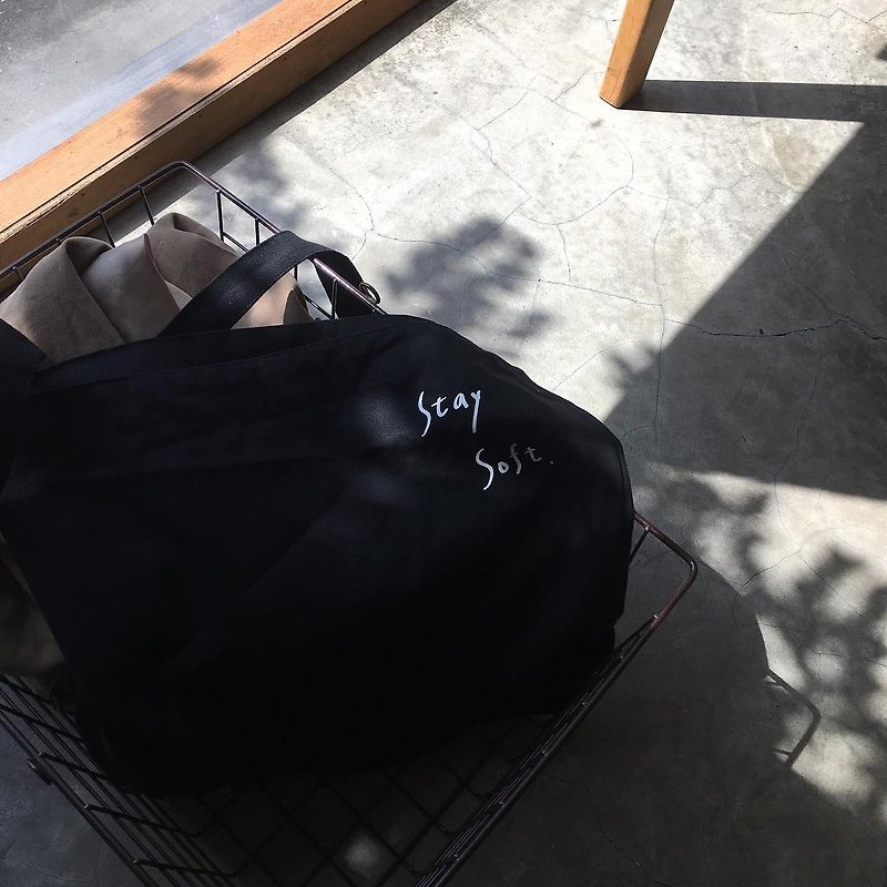 环保购物袋-stay soft - 侧背包/斜挎包 - 棉．麻 黑色