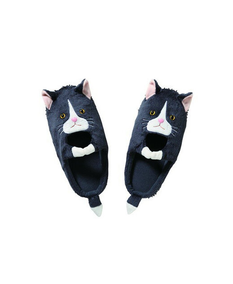日本Magnets超可爱动物系列 拖把拖地用居家室内拖鞋(黑猫款) - 室内拖鞋 - 其他人造纤维 蓝色