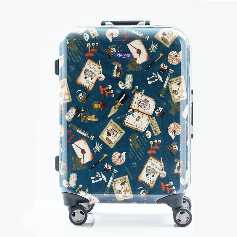 手本笔记蓝色系-手工印纹时尚铝框20寸行李箱/旅行箱 - 行李箱/行李箱保护套 - 铝合金 