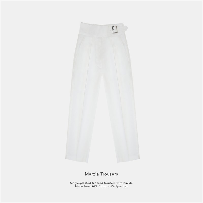 Marzia trousers / White / 100% Cotton - 男士长裤 - 其他材质 白色