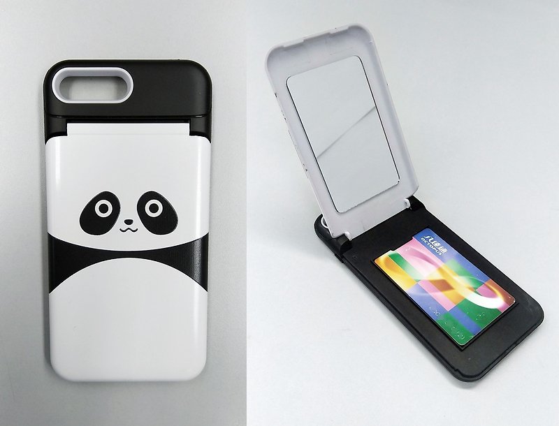 熊猫 panda iPhone X 8 7 6s Plus 镜子 插卡 手机壳 手机套 case - 手机壳/手机套 - 塑料 白色
