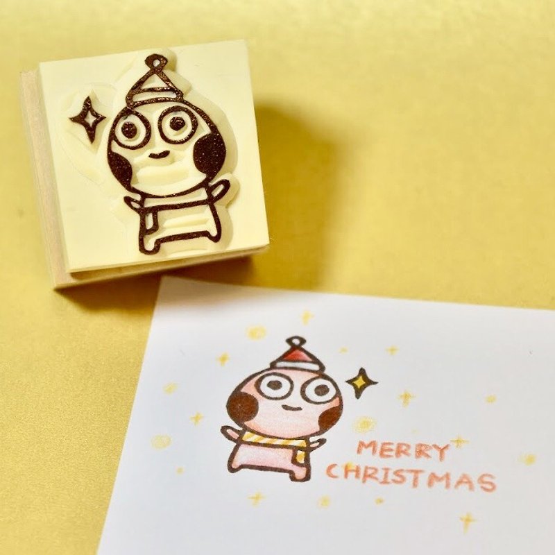 【圣诞节限定】圣诞小球人 手工橡皮印章 - 印章/印台 - 橡胶 金色