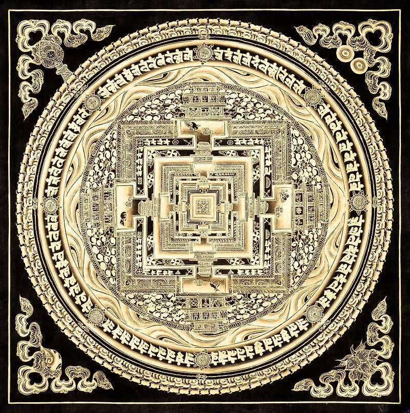 黑金时轮金刚唐卡，藏传佛教冥想艺术 - 墙贴/壁贴 - 其他材质 多色