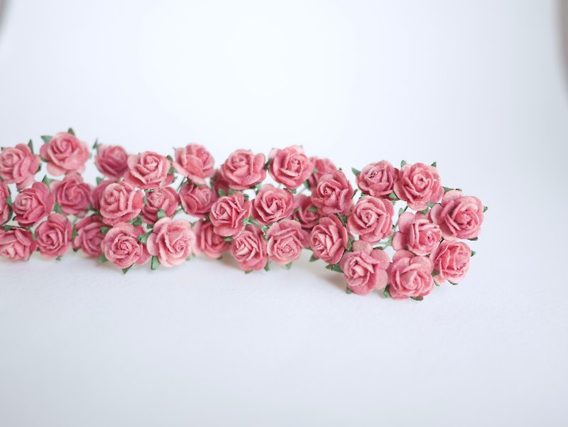 Paper Flower, DIY 100 pieces mulberry rose size 1.5 cm., coral colors. - 其他 - 纸 粉红色