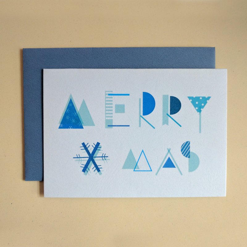 蓝色冬日 Merry X'Mas 圣诞卡片 - 卡片/明信片 - 纸 蓝色