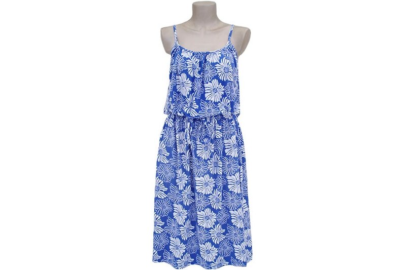 サンフラワープリントキャミソールブラウジングワンピース＜ブルー＞ - 洋装/连衣裙 - 其他材质 蓝色