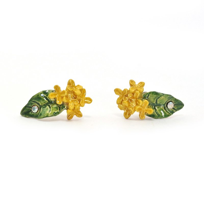 Fragrant Olive Pierced キンモクセイピアスPA452 - 耳环/耳夹 - 其他金属 黄色