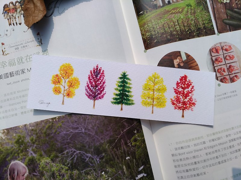 小树群 水彩插画书签 印刷品 - 书签 - 纸 多色