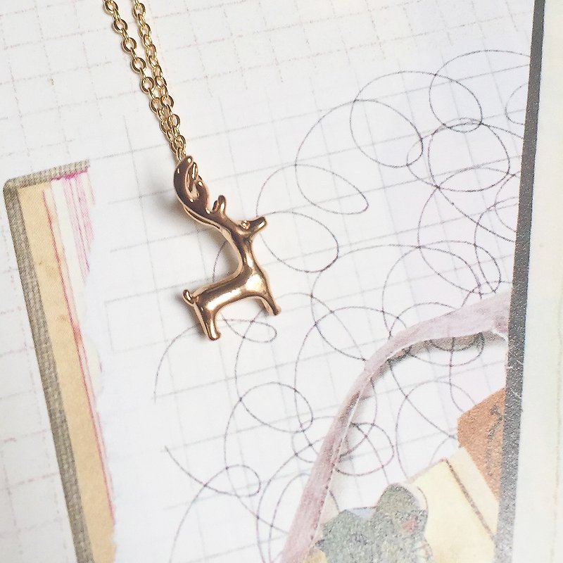 小鹿呦呦 |  铜包金 | 金色项链 - 锁骨链 - 其他金属 金色