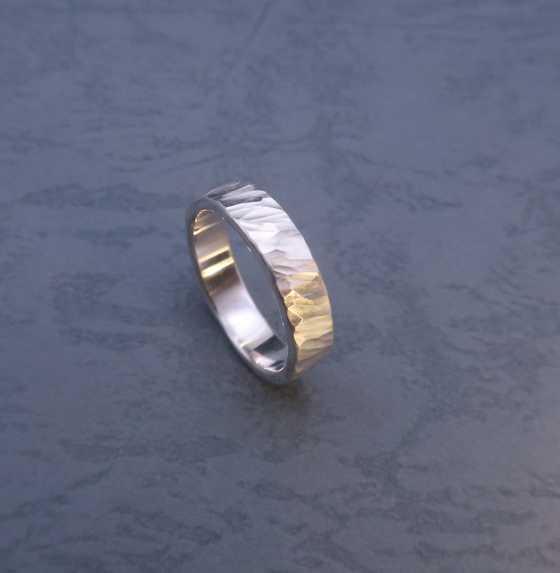 刻痕 锻敲纯银戒指 - 中性款(宽约4.5mm 厚约1.5mm) - 戒指 - 其他金属 银色