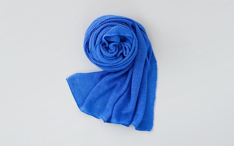 リネンニットストール　ブルー - 丝巾 - 棉．麻 蓝色