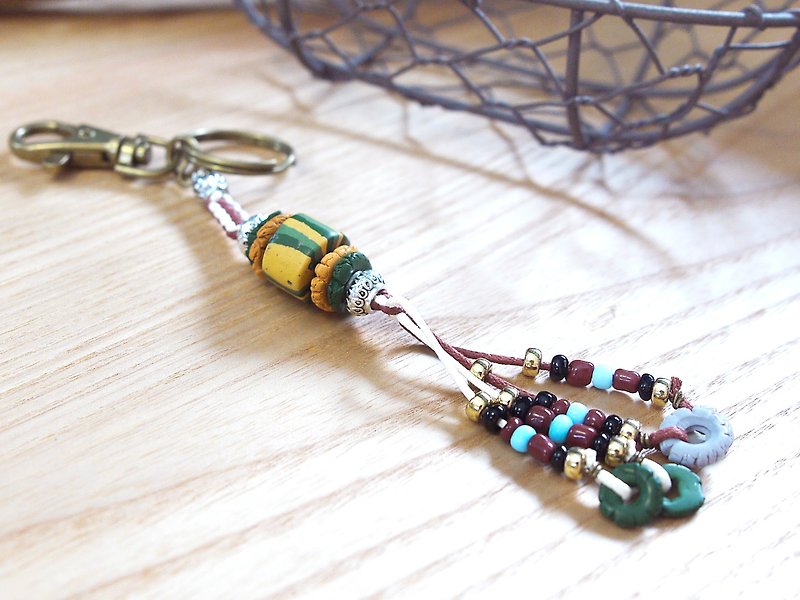 百合琉珠钥匙圈 原住民 琉璃珠 - 钥匙链/钥匙包 - 其他材质 绿色