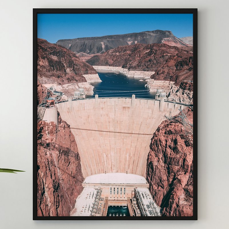 坝河峡谷沙漠红水蓝天沙岩山脉景观自然 - 海报/装饰画/版画 - 纸 
