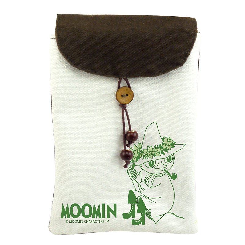 Moomin噜噜米授权-手机袋【Snufkin】( 肩背 ) - 侧背包/斜挎包 - 棉．麻 绿色