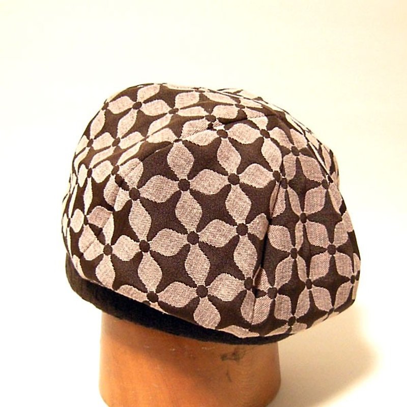 花模様が愛らしいベレー帽-ブラウン×ピンクPS0668-Brown - 帽子 - 其他材质 咖啡色