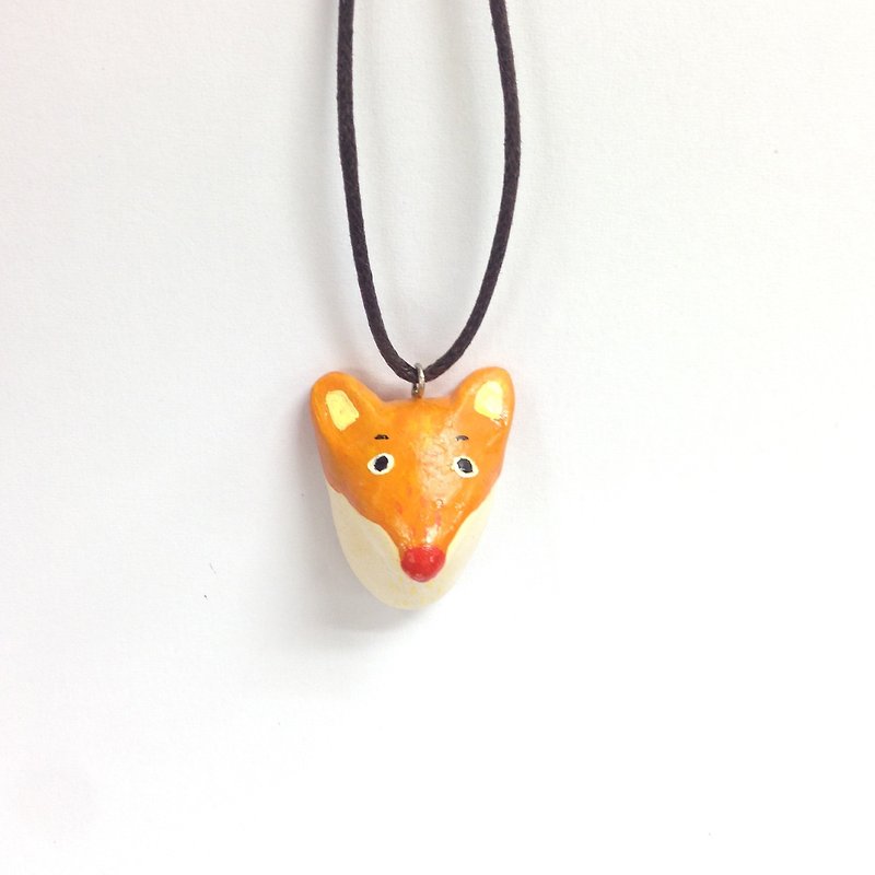 JinJin 项链-红鼻子狐狸 - 项链 - 粘土 橘色