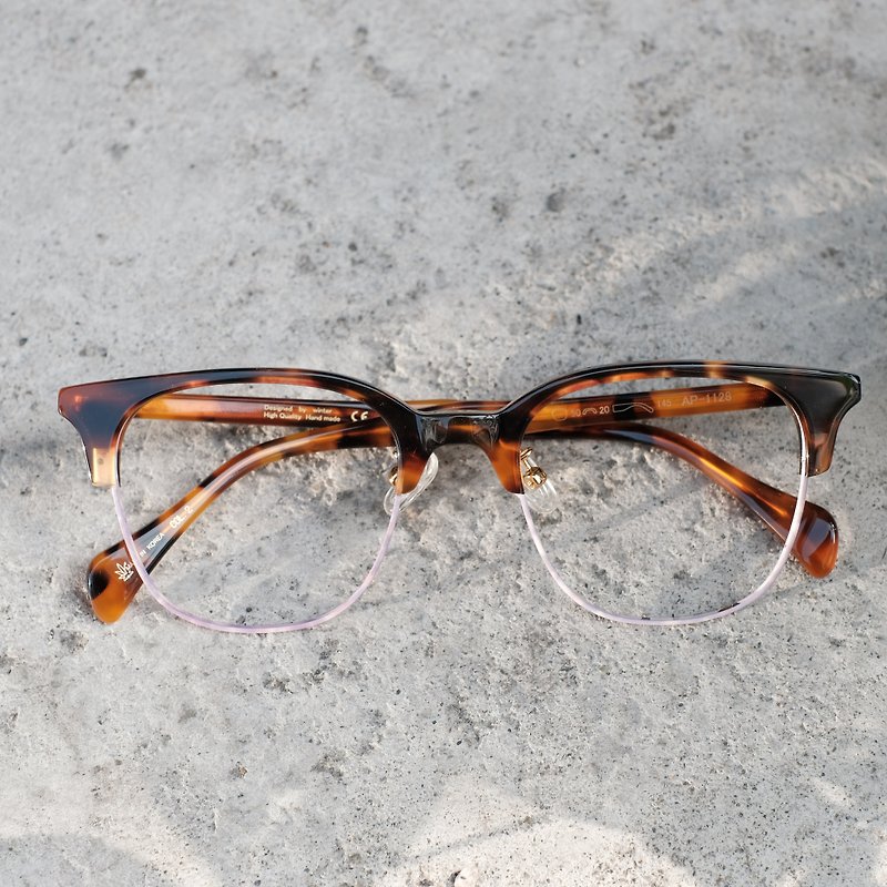 【目目商行】韩国新款眉框 浅玳瑁紫纹 大框 眼镜 镜框 - 眼镜/眼镜框 - 纸 咖啡色
