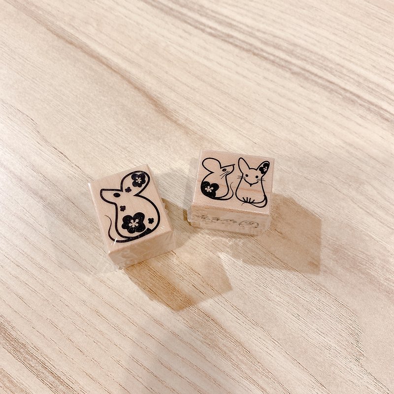 小老鼠-生肖枫木印章 | 2种款式 | 猫手作 | 鼠年, 子 - 印章/印台 - 木头 
