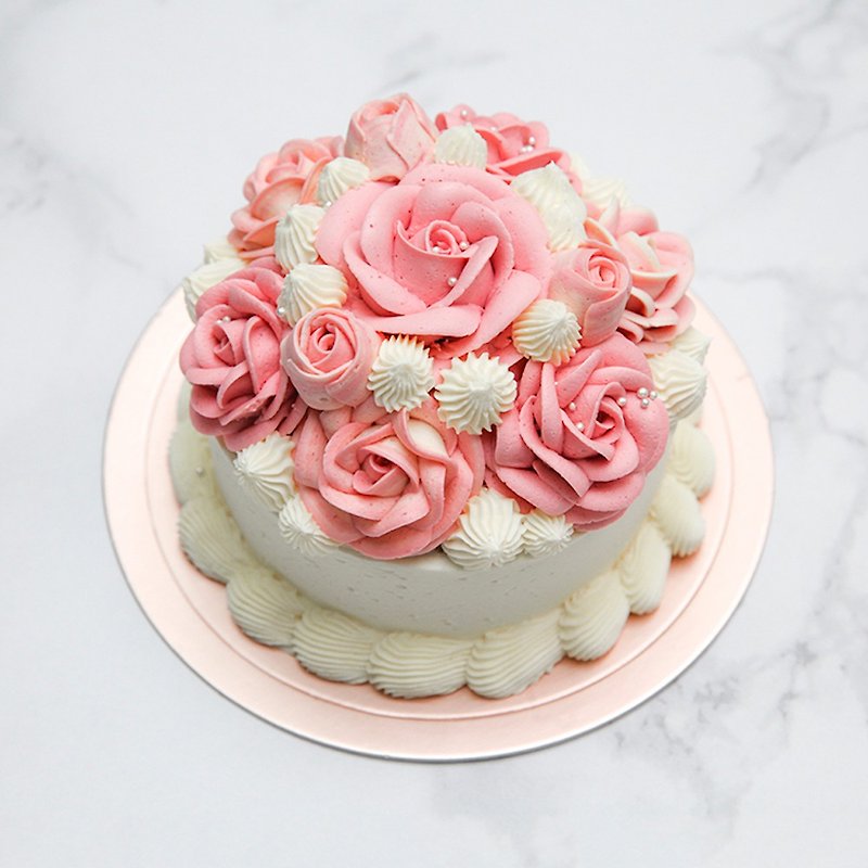 【母亲节蛋糕】4寸粉色小捧花/玫瑰花/生日蛋糕/捧花蛋糕/5天后发 - 蛋糕/甜点 - 新鲜食材 粉红色