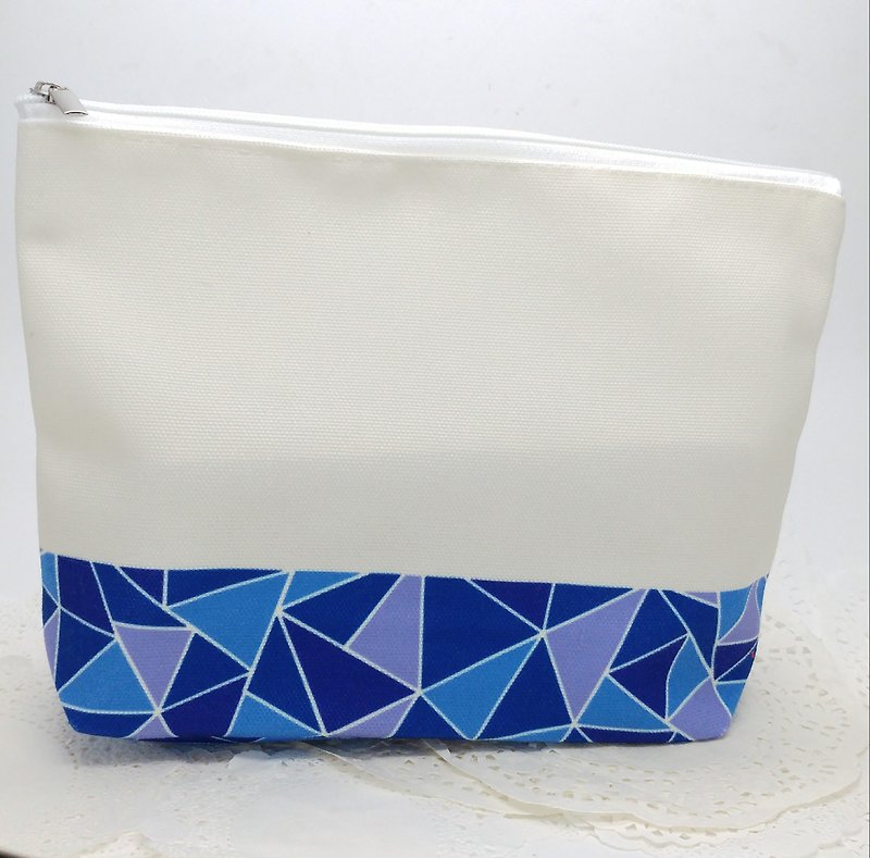 马赛克图案化妆袋 - 深蓝色系 - 化妆包/杂物包 - 其他材质 蓝色