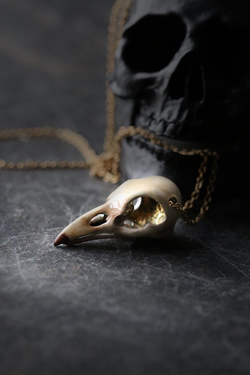 Raven Skull Necklace, Hand painted Style. - 项链 - 其他金属 